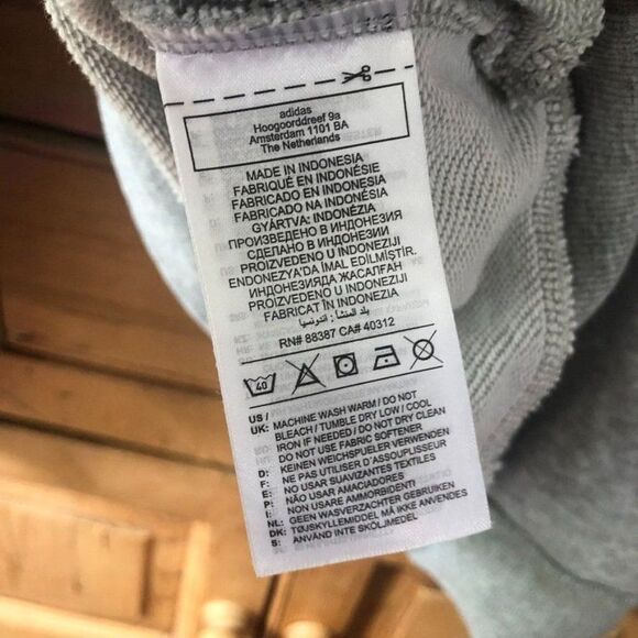 Adidas Men's Small Gray Rib Crewneck Sweater Pullover Casual Longsleeve Logo - Picture 6 of 7